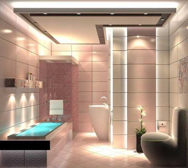 Освещение в ванной комнате (88 фото): примеры дизайна маленькой и большой комнаты с подсветкой, выбор влагозащищенной светодиодной ленты и других светильников